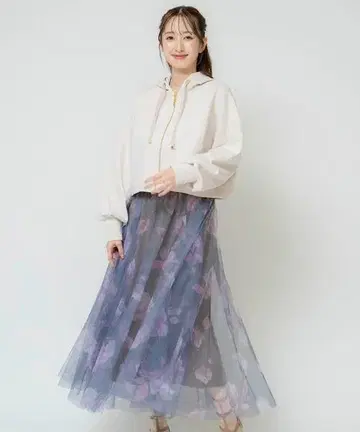 플라워 스터드 튤 스커트 핑크 노엘라