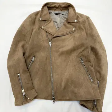 새상품급 블랙바이밴퀴시 스웨이드 라이더 자켓 카멜 M