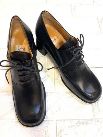 ing 힐 레이스업 슈즈 가죽 블랙 24cm