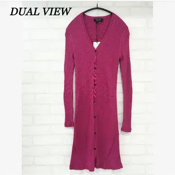 [ 새상품 ] 듀얼뷰 리브 니트 긴팔 롱 가디건 핑크