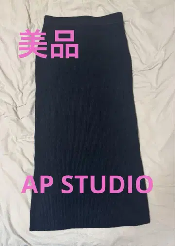 [ 새상품급 ] AP STUDIO 에이피 스튜디오 리브 니트 스커트 블랙