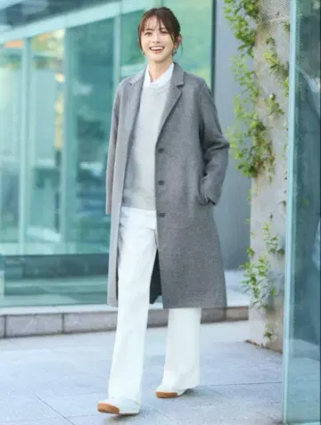 새상품급 UNIQLO 더블 페이스 롱 코트 그레이 M 사이즈