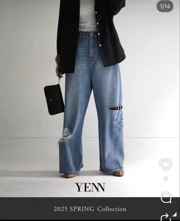 하이 데미지 와이드 팬츠 38 yenn