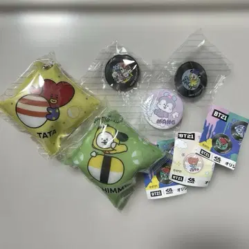 미사용 새상품 BT21 쿠션 참 캔뱃지 5종 세트 쿠라스시