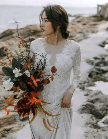화이트 레이스 웨딩 드레스 촬영용 드레스