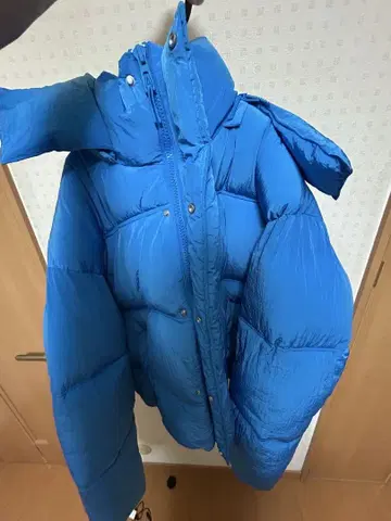 ZARA 후드 부착 다운 자켓 파랑