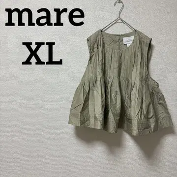 1점 한정 mare [ XL ] 슬리브리스 셔츠 카키 넉넉한 플리츠
