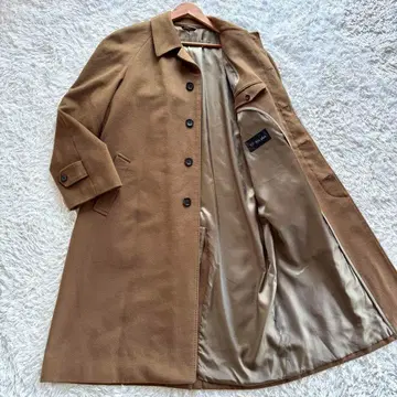 컨디션 최상 캐시미어 100% 롱 스텐카라 코트 카멜 LL 히요쿠