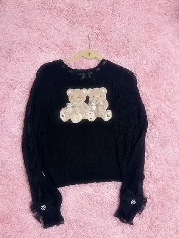 LIZLISA 리즈리사 Twin Bears 니트탑 블랙 곰
