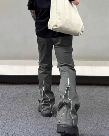 캐주얼 롱 팬츠 지퍼 디자인