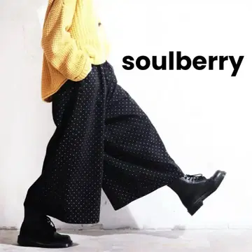 새상품 soulberry [소울베리] 작은 도트 와이드 팬츠