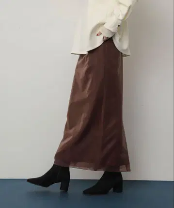 브라운 쉬폰 롱 스커트