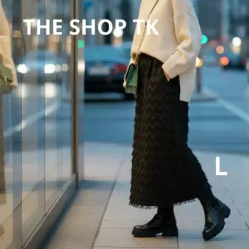 THE SHOP TK 인기 프린지 롱 스커트 블랙 캐주얼 럭셔리