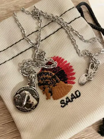 미사용 새상품급 SAAD 실버 목걸이 버팔로 인디언 헤드