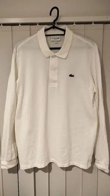 LACOSTE 화이트 긴팔 피케 셔츠 사이즈 4