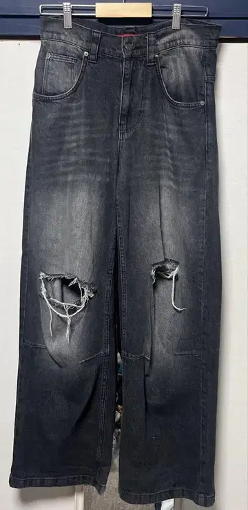 Jaded London black 배기 데미지 데님 W28