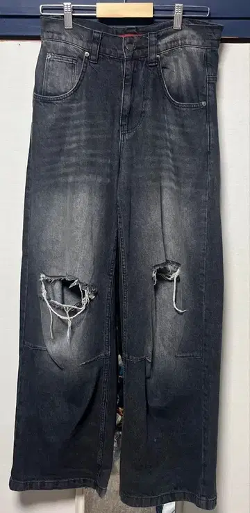 Jaded London black 배기 데미지 데님 W28