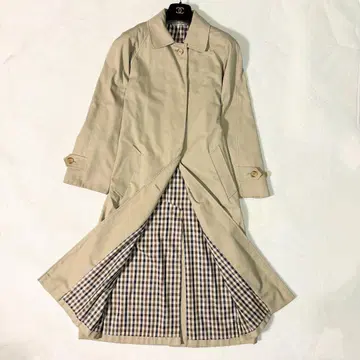새상품급 영국제 Aquascutum 여성용 스텐카라 코트 체크