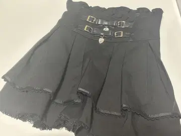 LIZLISA 2단 리본 벨트 치마바지 블랙