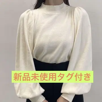 볼륨 소매 니트 하이넥 파워숄더 어깨 턱