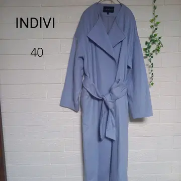 INDVI 울 롱 코트 40(L) 스카이블루 여성용 새상품급