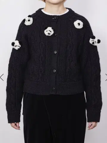 pom pom panda cardigan