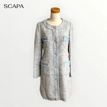 [ SCAPA ] 트위드 원피스 고급 세련된 프린지 그레이