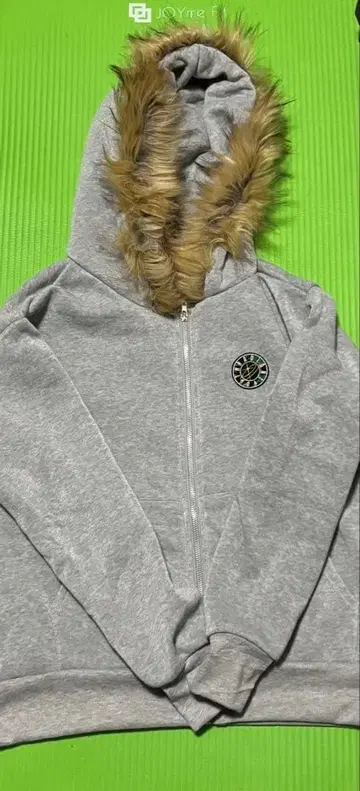 그레이 인조 모피 후드티 opium core y2k