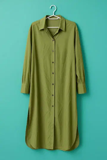 Gabardine K.T 롱 셔츠 원피스 13+ 라이트 그린