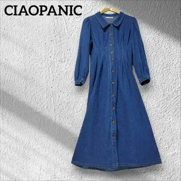 새상품급 CIAOPANIC 데님 원피스 블루 A라인 버튼 다운 F