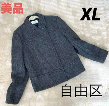 새상품급 자유구 스탠칼라 숏코트 울 다크 그레이 XL