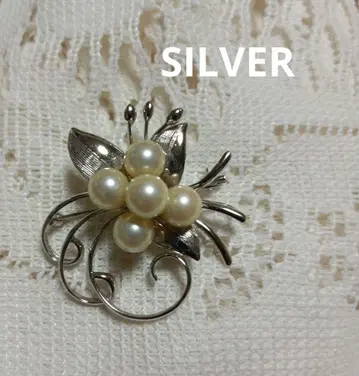 펄 5알 SILVER 브로치/목걸이 탑