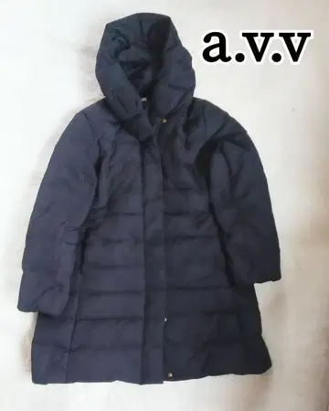 [새상품급] a.v.v 후드 부착 롱 다운 코트 블랙