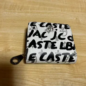 이단 접이식 지갑 화이트 블랙 로고