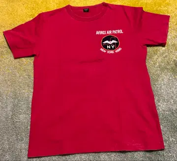 AVIREX 자수 반팔 T셔츠 M 빨간색 레드