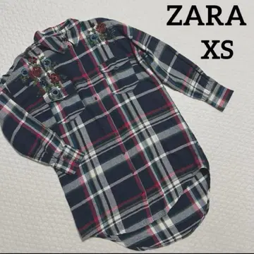 [ 새상품급 ZARA ] 셔츠 원피스 플란넬 체크 자수 [ 익명 배송 ]