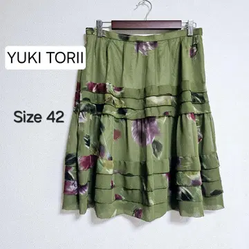 새상품급 YUKI TORII 플라워 프린트 플레어 스커트 42