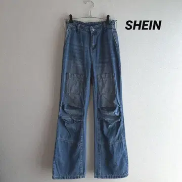 SHEIN [ 완판템 ] 포켓 패치 스트레이트 레그 청바지 S