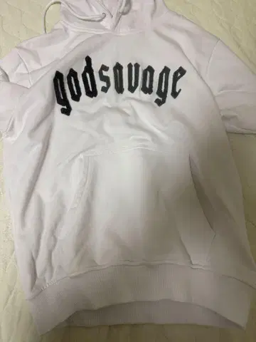 godsavage 화이트 풀오버 후드티 M