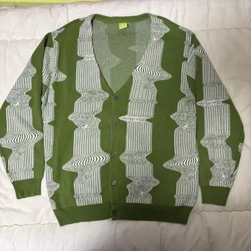 HUF 그린 올 패턴 가디건