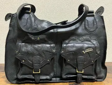 안나수이 블랙 올 가죽 숄더 백