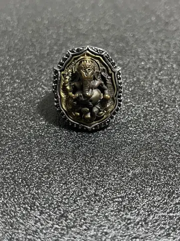 가네샤 놋쇠 지르코니아 925 실버 반지 925 각인 있음