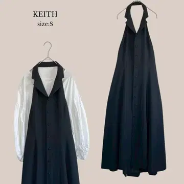 키이스 KEITH 새상품급 홀터넥 원피스 맥시 길이 울 브랜드 블랙