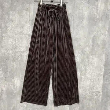 미사용 새상품 GRL 벨로아 플리츠 와이드 팬츠 허리밴딩 루즈핏 심플