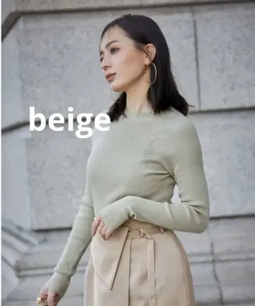 쁘띠 하이넥 리브 니트 beige