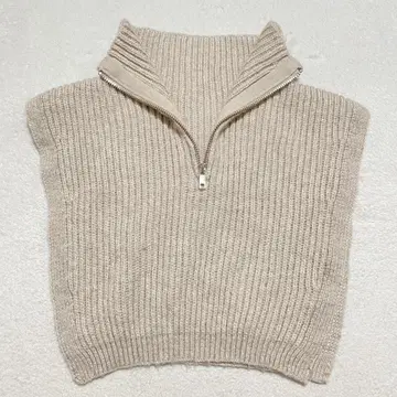 에이치앤엠 H&M 니트 베스트 하프 지퍼 크롭 하이넥 F