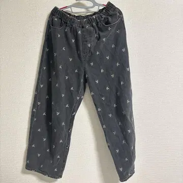 자수 데님/히코리 커브 팬츠 사만사 모스모스 블랙 L