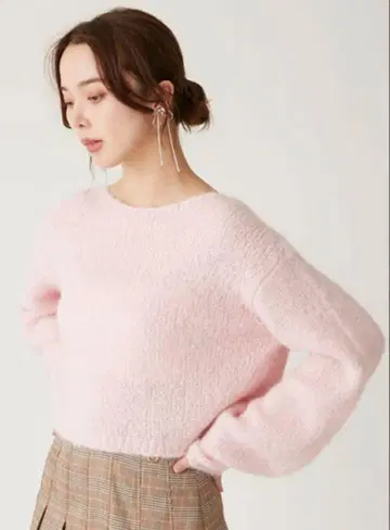LILY BROWN 알파카 로우게이지 니트 풀오버 핑크