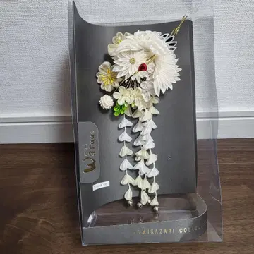 와츠루 머리 장식 학 크레이프 원단 수공예 성인식 결혼식 등에