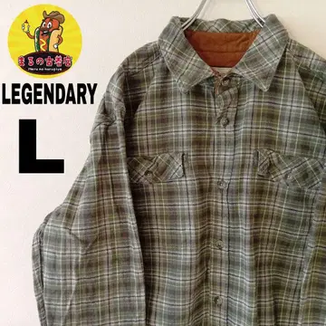 USA 구제 의류 LEGENDARY 플란넬 셔츠 L 그린 화이트 체크